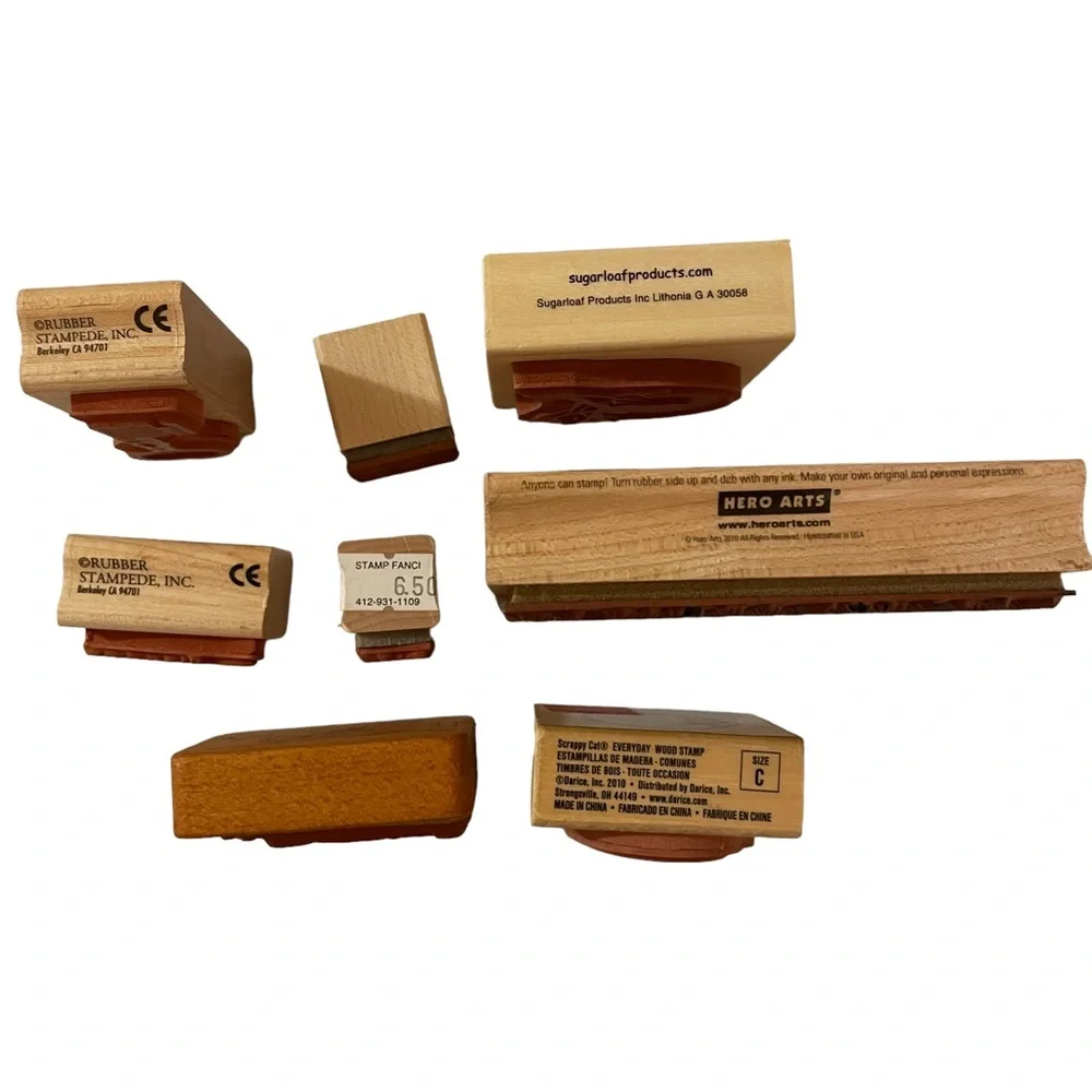 Symbols Script Spooky 8 Wood Block Rubber Stamps Medium to Small Mixed Lot